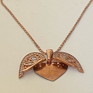 💗 925 Silver dragonfly love double heart necklace